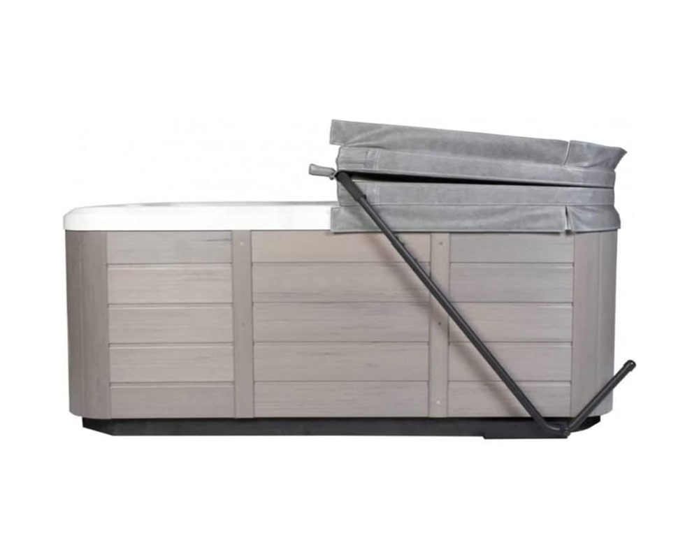 half closed gray hot tub Cover Rock-It