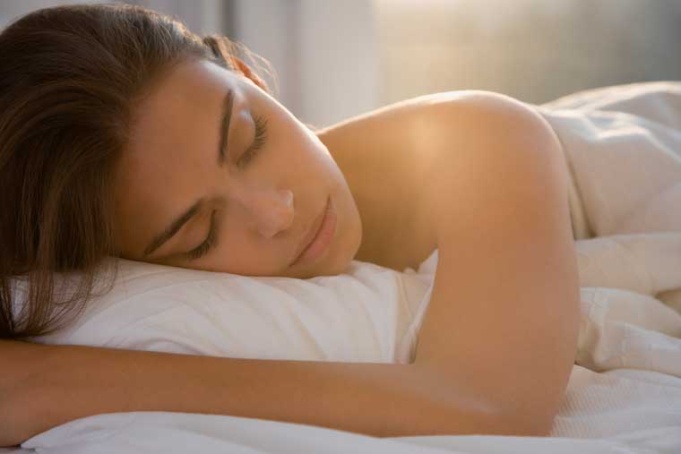 woman is sleeping after sauna