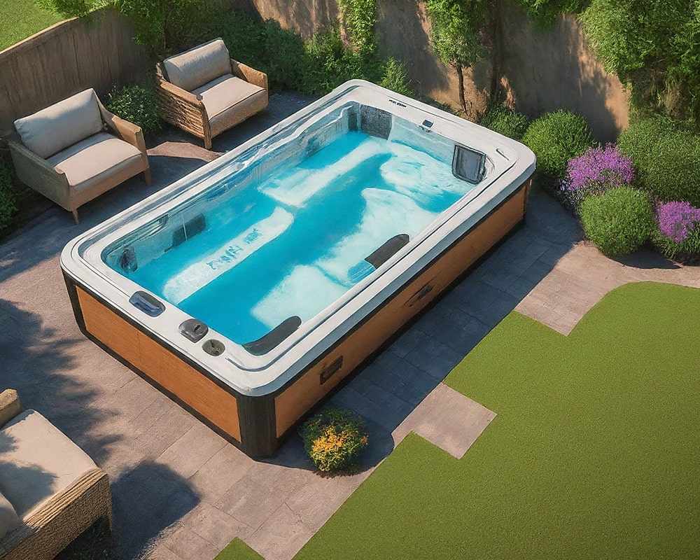 swim spa in backyard