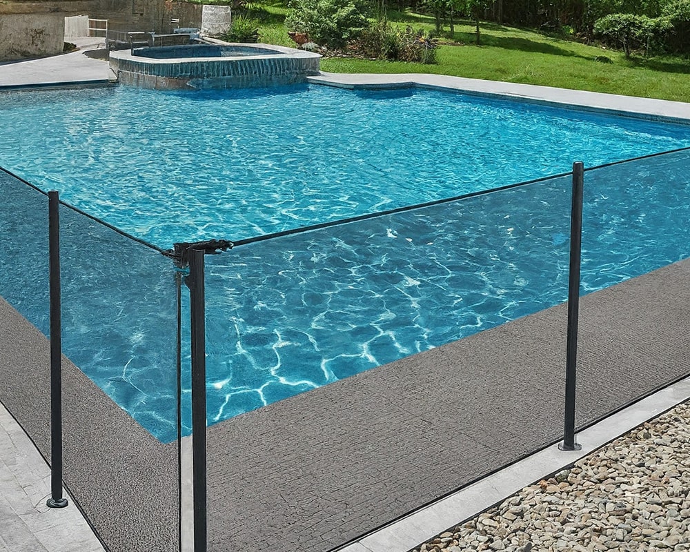 opened pool surrounded by a fence